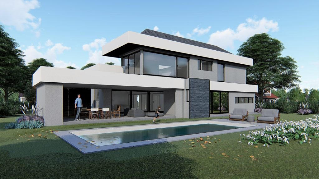 render proyecto arquitectura casa country con pileta