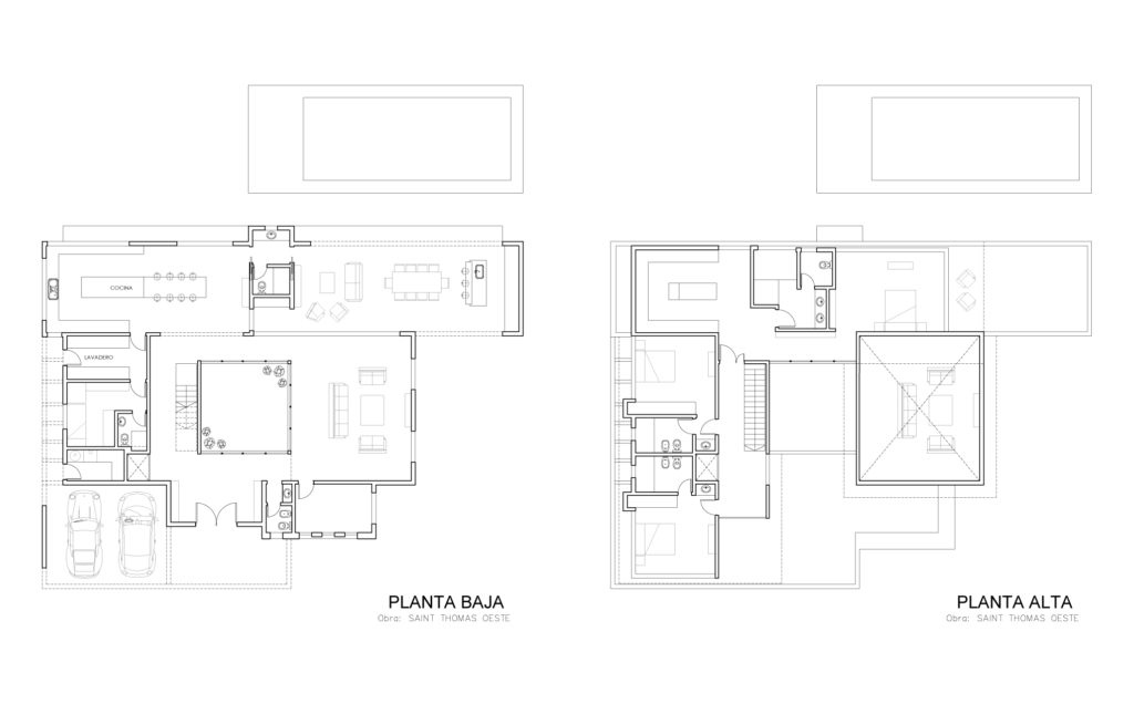 plano arquitectura planta baja y alta casa campo