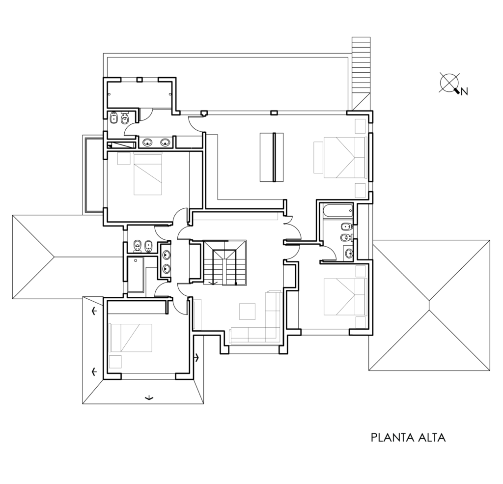 plano planta alta casa terralagos arquitectura