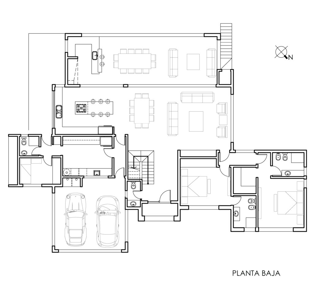 plano planta baja casa terralagos arquitectura