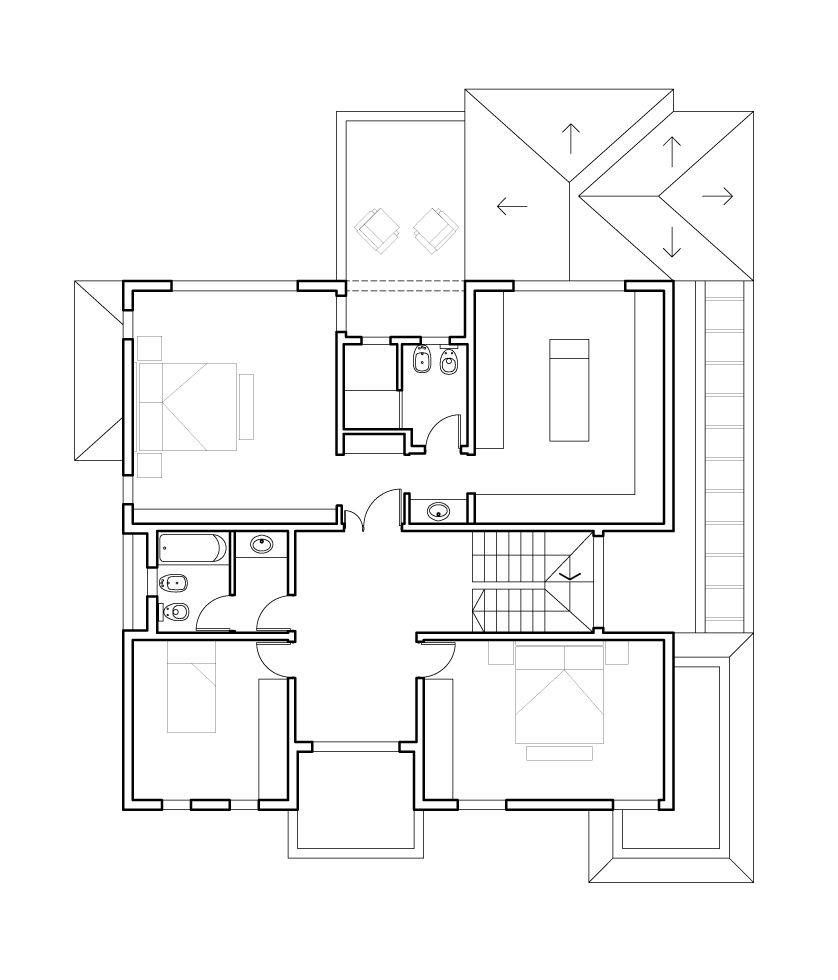 plano arquitectura casa planta alta