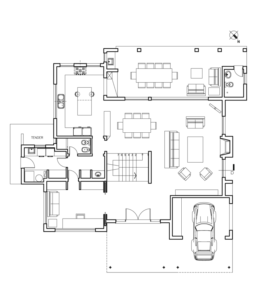 plano planta baja casa country