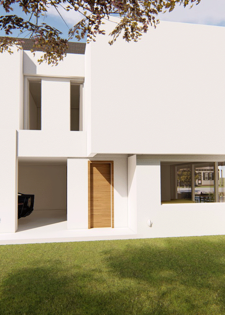 render proyecto arquitectura casa country blanca