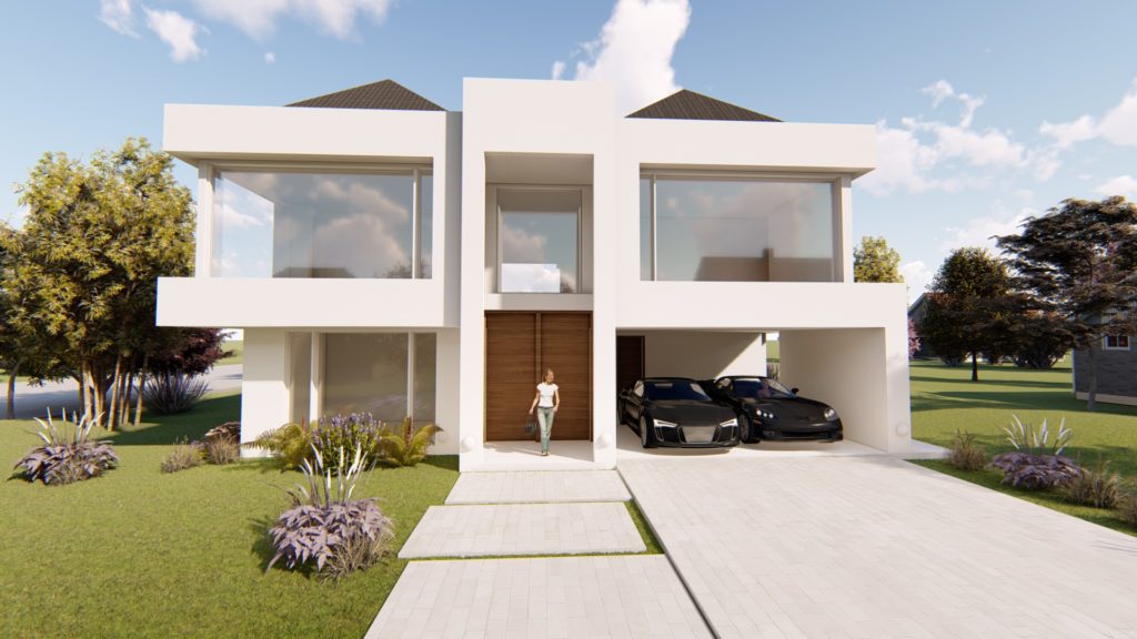 aostri render proyecto arquitectura casa country blanca